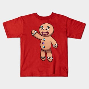 Friendly Gingerbread Man Cartoon Kids T-Shirt